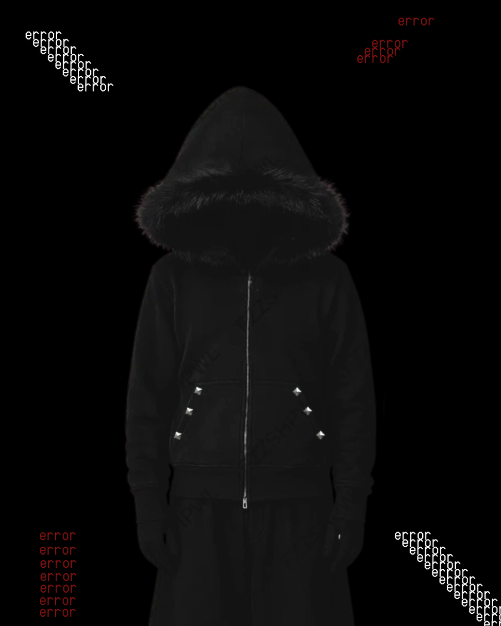 STUDDED FUR ZIPUP ⚠︎